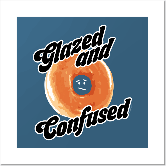 Glazed and Confused - funny vintage 70s donut design Wall Art by eBrushDesign